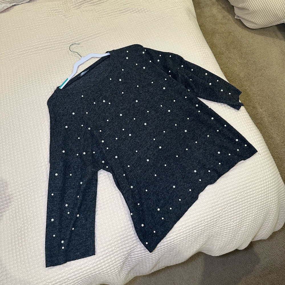 Zara Charcoal Sweater with White Dots